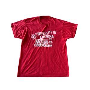 VTG U of Arizona Wildcats 1989 NCAA Basketball Champs Red L Single Stitched Tee